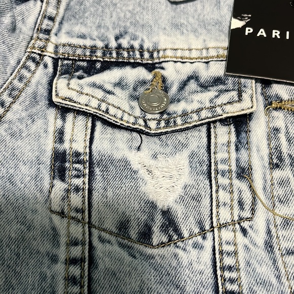 MID BLUE ACID PUFF SLEEVE WESTERN DENIM JACKET SZ 2 - Picture 6 of 11